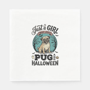 Vintage-Mops-Halloween-Mädchen-Hunde-Liebhaber-Shi Serviette