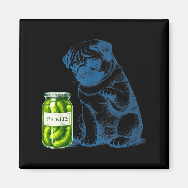 Vintage-Mops-Hund-Ckle-Glas Magnet (Vorne)