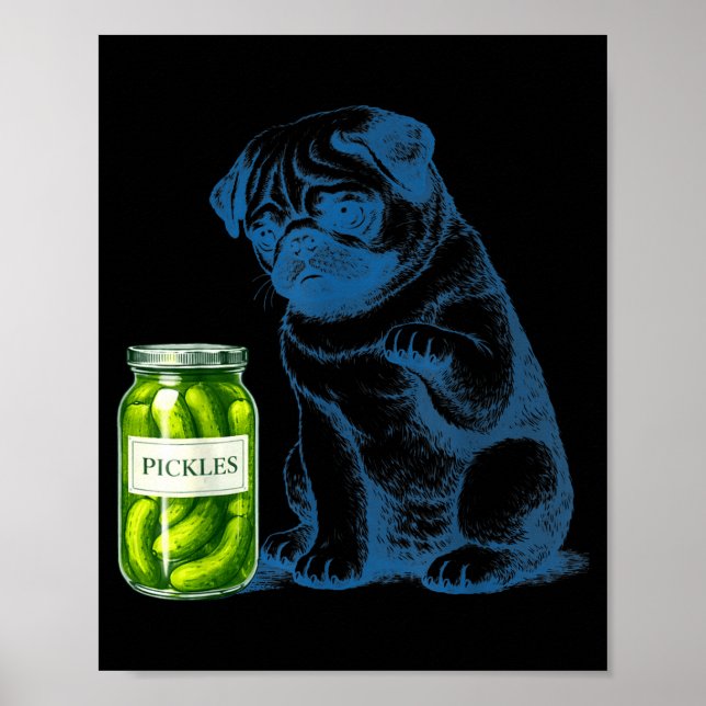 Vintage-Mops-Hund-Ckle-Glas Poster (Vorne)