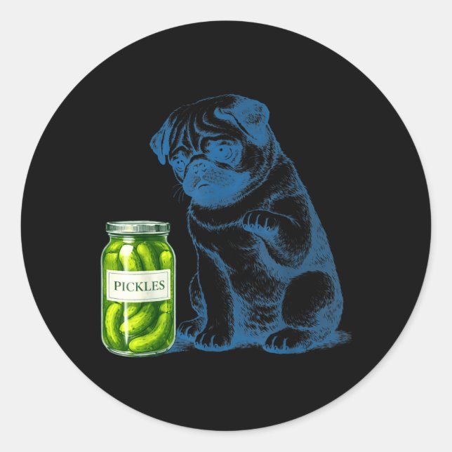 Vintage-Mops-Hund-Ckle-Glas Runder Aufkleber (Vorderseite)
