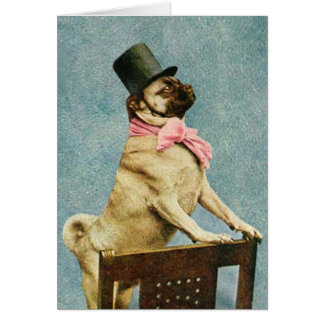 Vintage Mops-Hundekarte