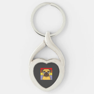 Vintage-Mops sarkastischer alberner Welpen-Hunde-L Schlüsselanhänger
