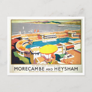 Vintage Morecambe und Heysham Reiseplakat Postkarte