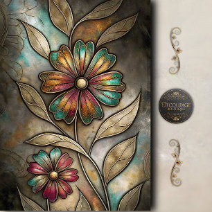 Vintage-Mosaik-Floral-Dekupage Seidenpapier