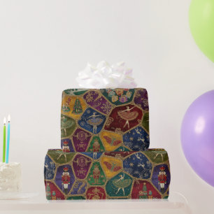 Vintage-Mosaik-Nussknacker-Ballett-Festtags-Person Geschenkpapier