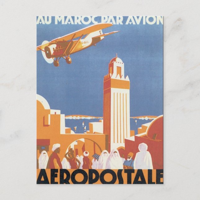 Vintage Moschee Marokkos Aeropostale Postkarte (Vorderseite)
