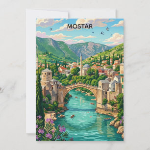 Vintage Mostar Bosnien Alte Brücke Stari Balkan Karte