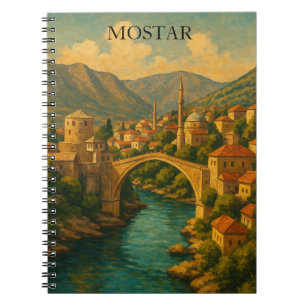 Vintage Mostar Bridge Bosnien Travel Notizblock