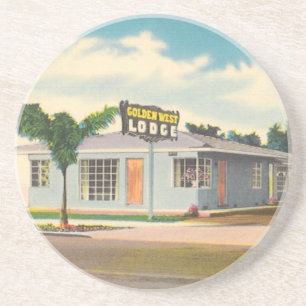 Vintage-Motel, Golden West Lodge Hotel mit Palmen Getränkeuntersetzer