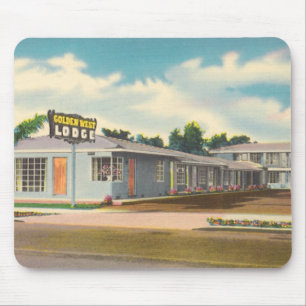 Vintage-Motel, Golden West Lodge Hotel mit Palmen Mousepad