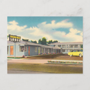 Vintage-Motel, Golden West Lodge Hotel mit Palmen Postkarte
