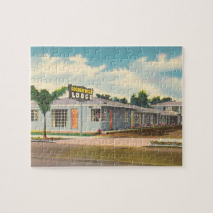Vintage-Motel, Golden West Lodge Hotel mit Palmen Puzzle