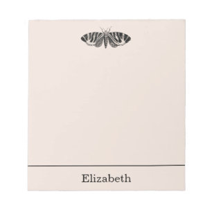 Vintage Moth Illustration Black and Buff Notizblock