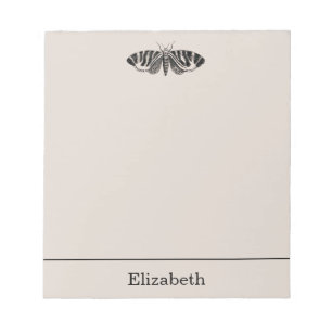 Vintage Moth Illustration Black and Buff Notizblock