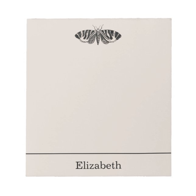 Vintage Moth Illustration Black and Buff Notizblock (Vorderseite)