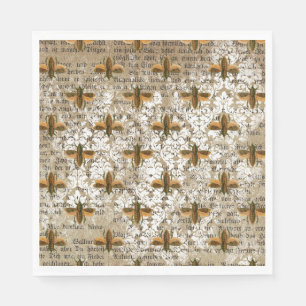 Vintage Moth- und Newsprint-Collage Serviette