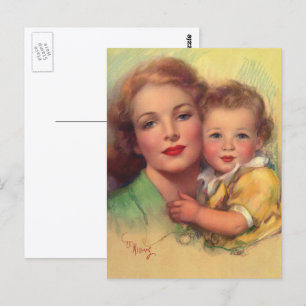 Vintage Mother and Child Family Portrait Postkarte