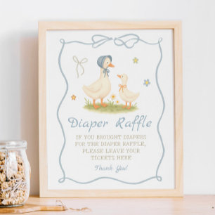 Vintage Mother Goose Baby Shower Windel-Raffel Poster