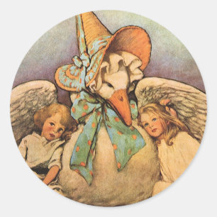 Vintage Mother Goose Kinder Jessie Willcox Smith Runder Aufkleber