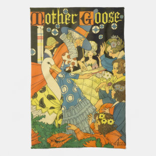 Vintage Mother Goose liest Kindern vor Handtuch