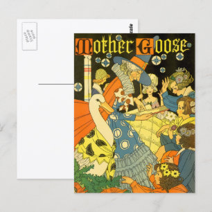 Vintage Mother Goose liest Kindern vor Postkarte