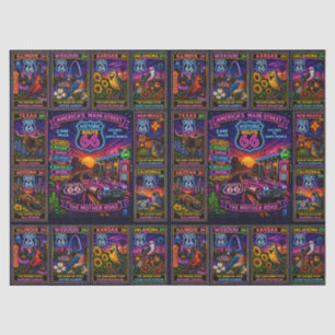 Vintage Mother Road Heritage Stempel-Muster Seidenpapier