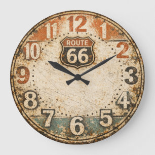 Vintage Mother Road verwitterte Garage Dekoration Große Wanduhr
