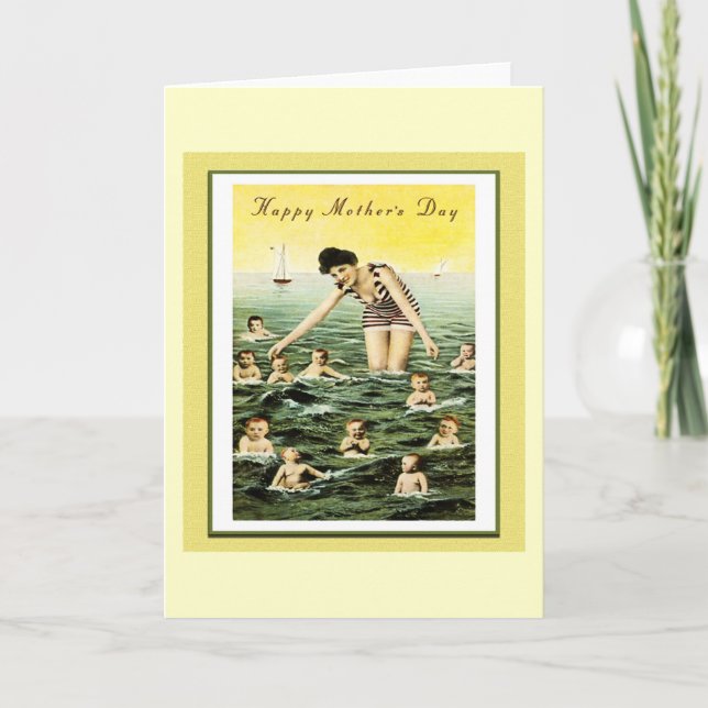 Vintage Mother's Day Baby Swimmers Karte (Vorderseite)
