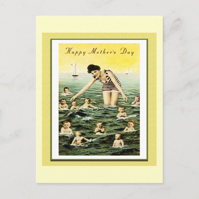 Vintage Mother's Day Baby Swimmers Postkarte (Vorderseite)