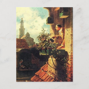 Vintage-Motiv Dachfenster Postkarte