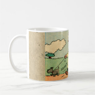 Vintage-Motiv „Den Hund Gassi führen“-Tasse Kaffeetasse