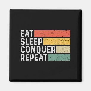 Vintage Motivierend Lustig Retro - Essen Schlafen  Magnet