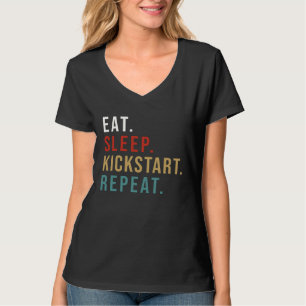 Vintage-Motocross-Dirt-Bike-Ess-Schlaf-Kickstart-v T-Shirt