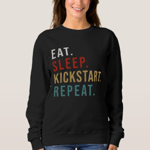 Vintage Motocross Dirt Bike Essen Schlaf Kickstart Sweatshirt