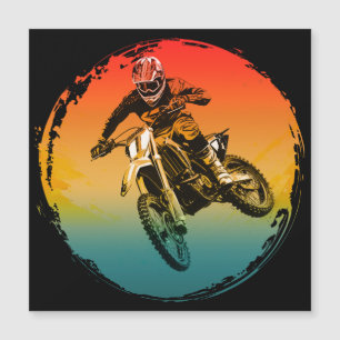 Vintage-Motocross-Geländemotorradfahrer Motorrad Magnetkarte