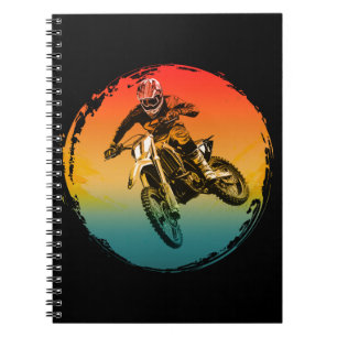 Vintage-Motocross-Geländemotorradfahrer Motorrad Notizblock