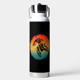 Vintage-Motocross-Geländemotorradfahrer Motorrad Trinkflasche