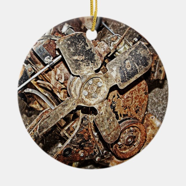 Vintage-Motor Keramikornament (Vorne)
