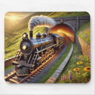 Vintage Motor-Lokomotive durch einen Tunnel Mousepad