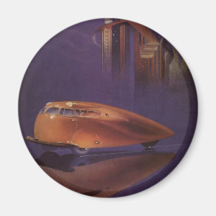 Vintage Motor-Magazin-Cover, futuristisches Stadt- Magnet