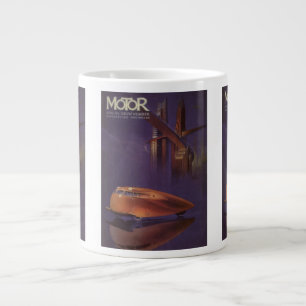 Vintage-Motor-Magazin-Cover, futuristisches Stadta Jumbo-Tasse