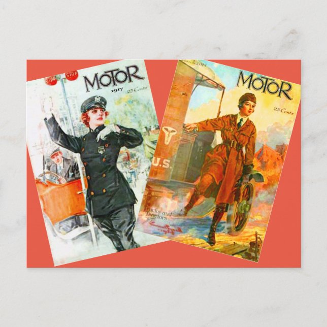 "Vintage Motor Magazine Covers" Postkarte (Vorderseite)
