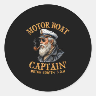 Vintage-Motorbootkapitän Pontonbootfahren Motor Runder Aufkleber