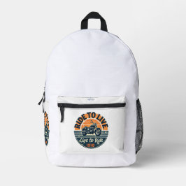 "Vintage Motorcycle Backpack Ride to Live-1918 Bedruckter Rucksack