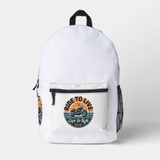 "Vintage Motorcycle Backpack Ride to Live-1918 Bedruckter Rucksack