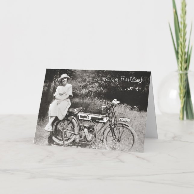 Vintage motorcycle birthday card v2 karte (Vorderseite)