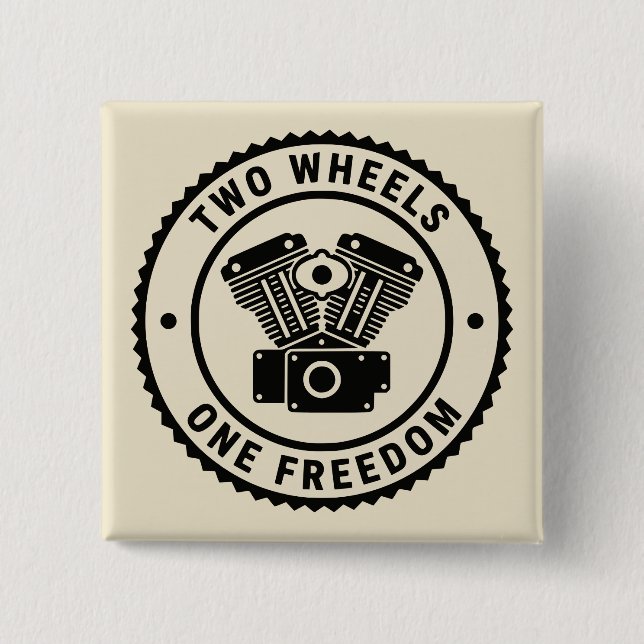 Vintage Motorcycle Engine Freedom Emblem Button (Vorderseite)
