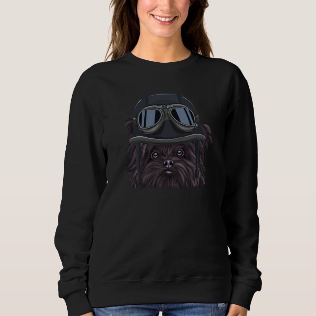 Vintage Motorcycle Helmet Affenpinscher Sweatshirt (Vorderseite)