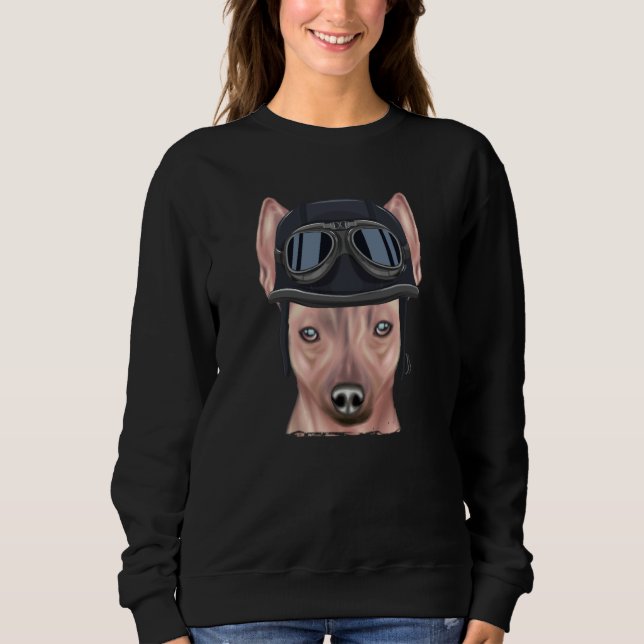 Vintage Motorcycle Helmet American Hairless Terrie Sweatshirt (Vorderseite)