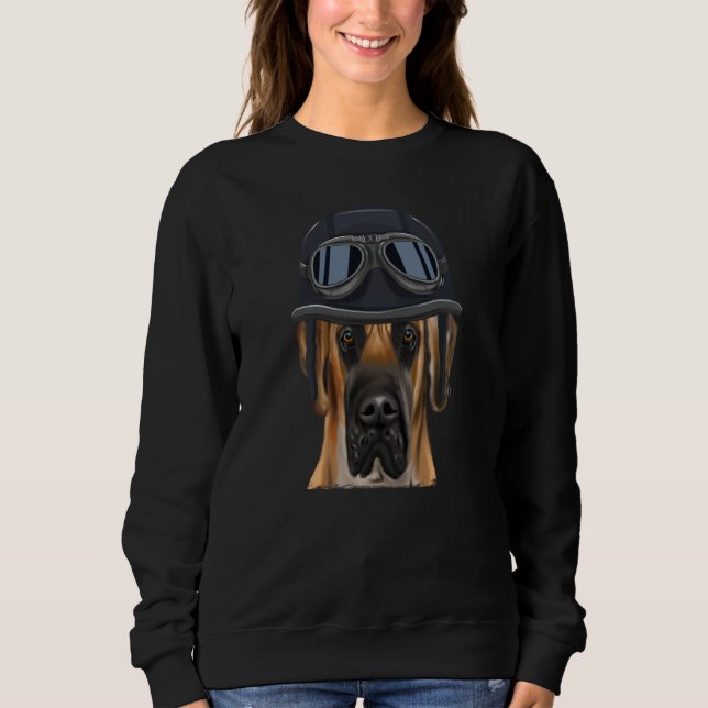 Vintage Motorcycle Helmet Brown Great Dane Sweatshirt (Vorderseite)